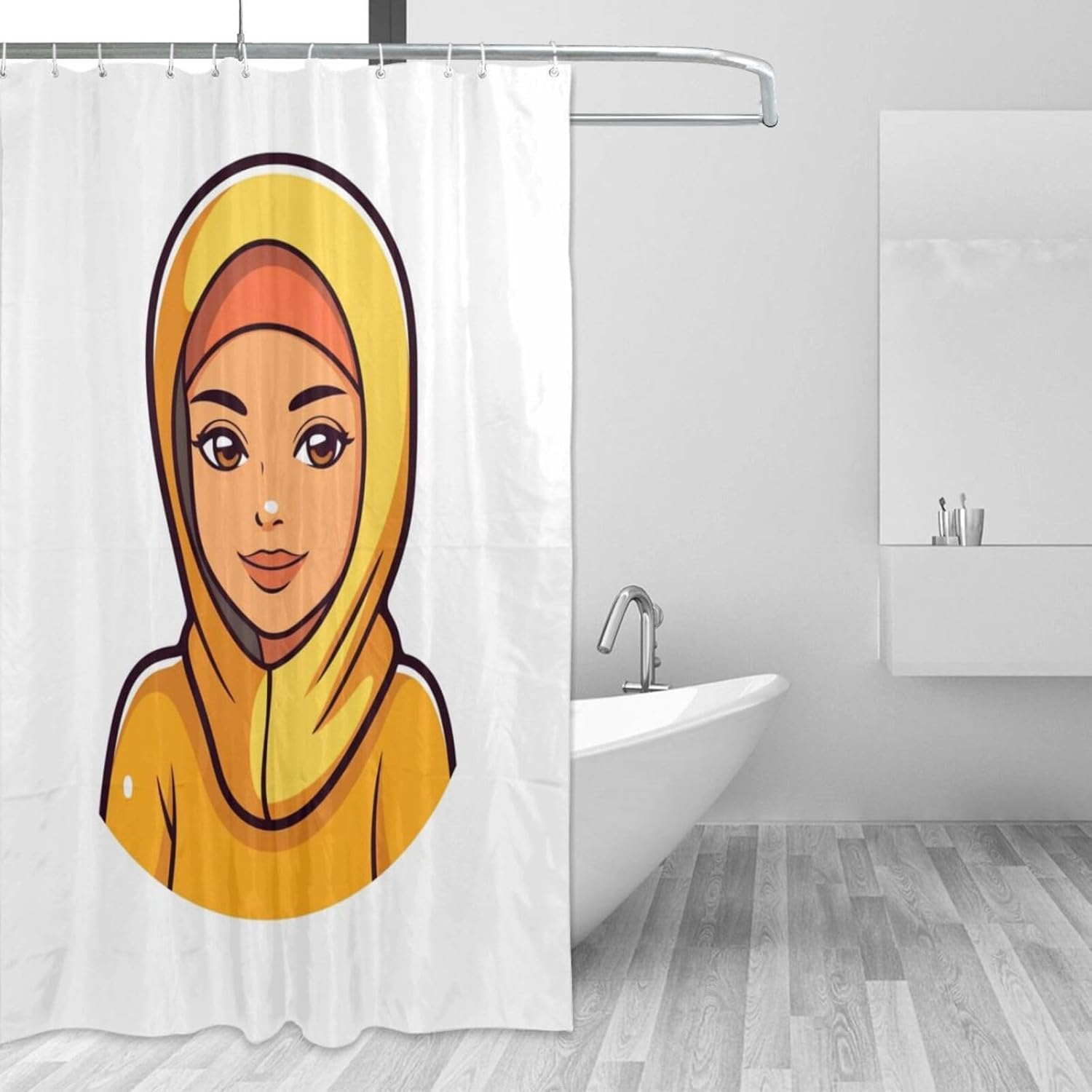 Cartoon Girl Shower Curtain Set