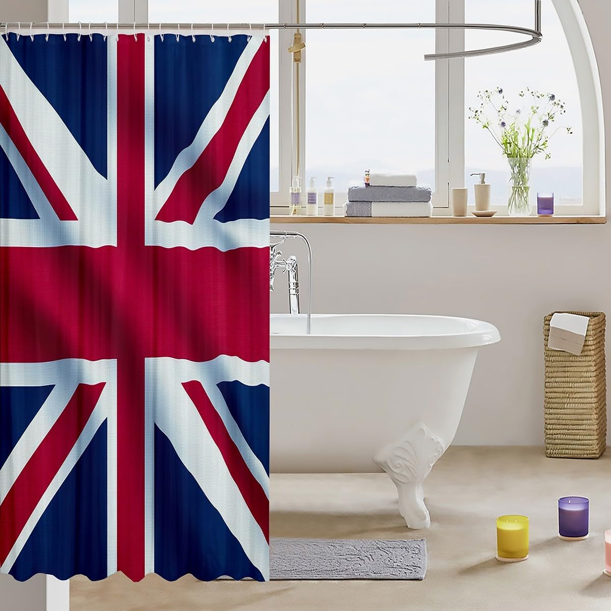 Erosebridal Union Jack Shower Curtain Set 72x72