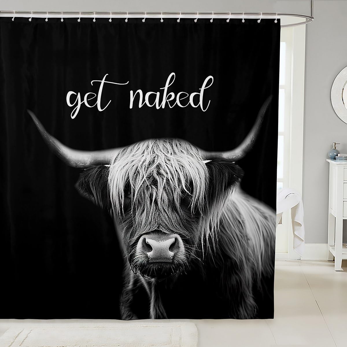 Cute Highland Cow Bath Curtain Unique Bathroom Decor
