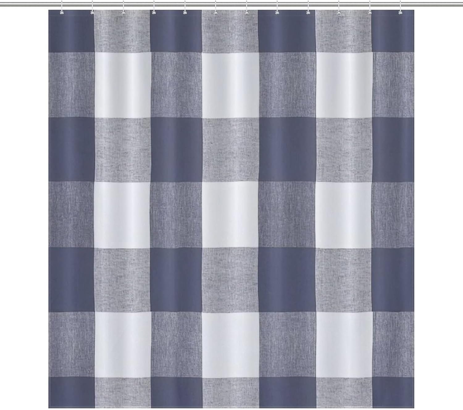 UanMere Buffalo Check Bath Curtain with Hooks for Kids