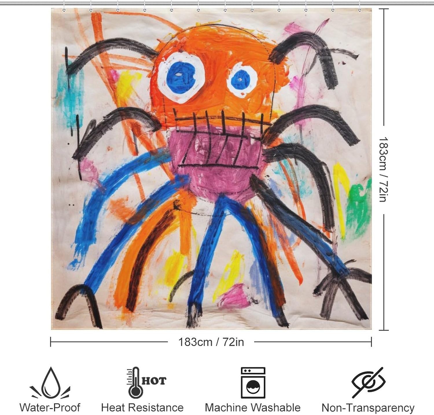 Over the Rainbow Crayon Octopus Bathroom Curtain Set