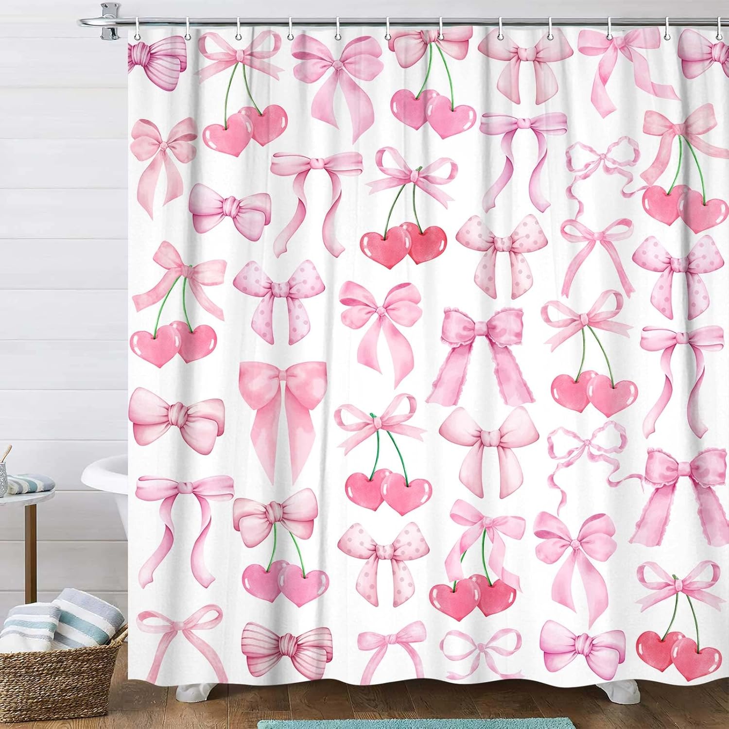 JAWO Cute Pink Bow Shower Curtain