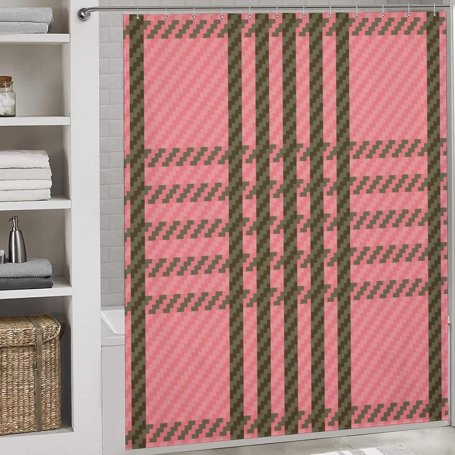 UanMere Buffalo Check Tartan Plaid Shower Curtain Set