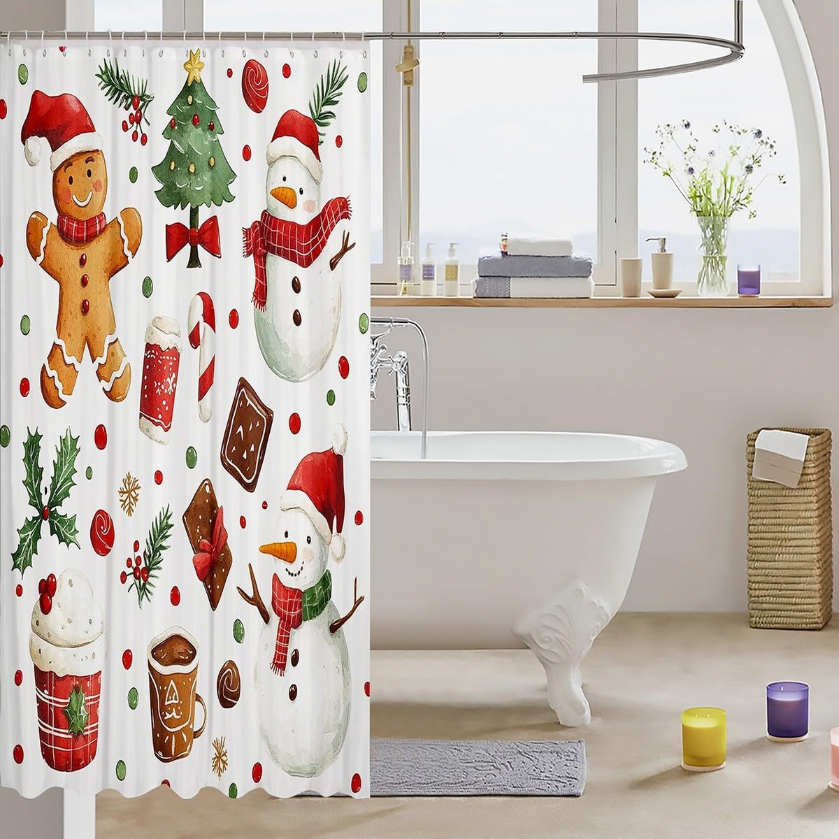 Castles Gingerbread Man Waterproof Bath Shower Curtain Set