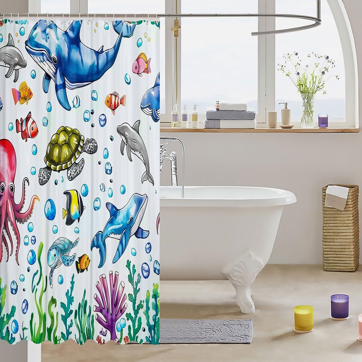 Cozy Seashell Ocean Bath Curtain