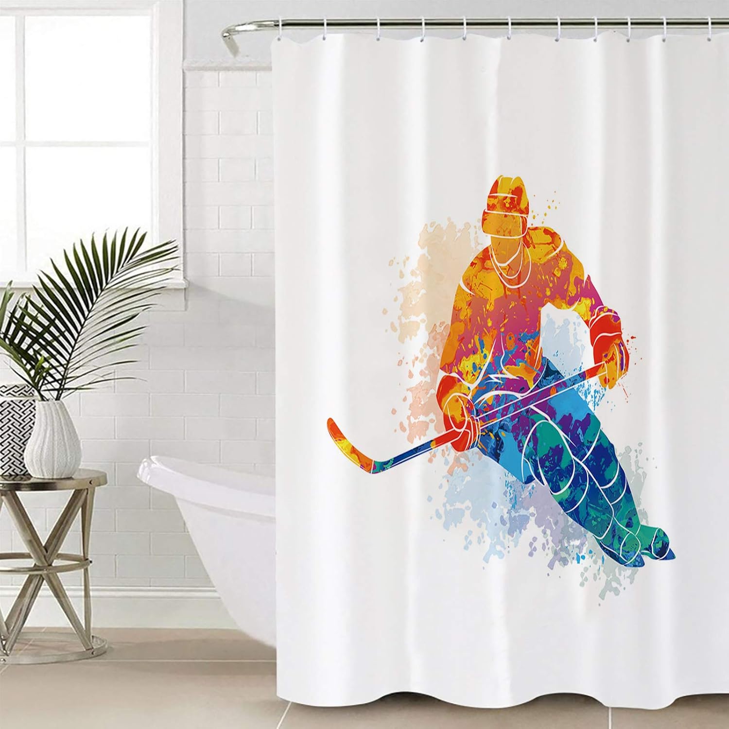 78 Watercolor Eco-Friendly Shower Curtain with Hooks