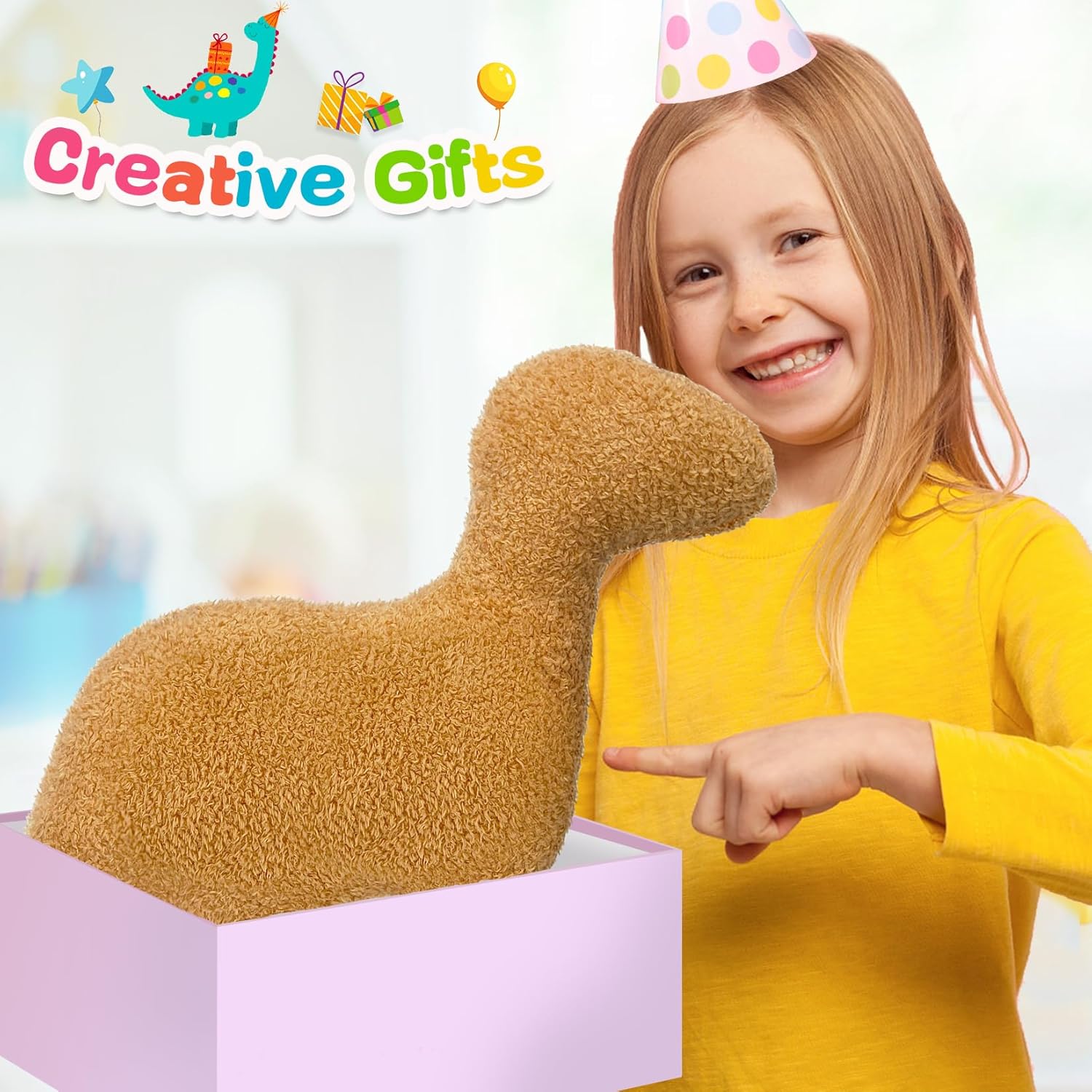 Dino Nuggets Pillow Plush - Super Cute Dinosaur Plush for Kids Adults