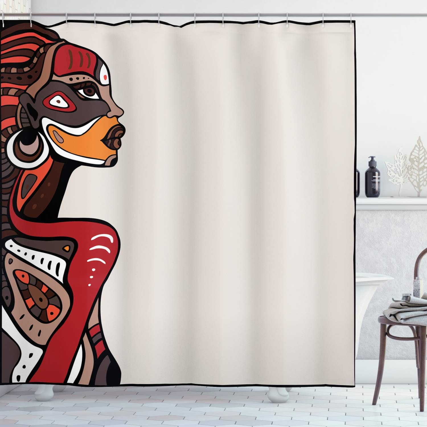 Ambesonne African Pattern Shower Curtain Set with Hooks