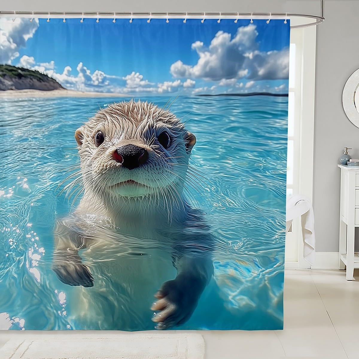 French Adventure Sea Otter Shower Curtain Set