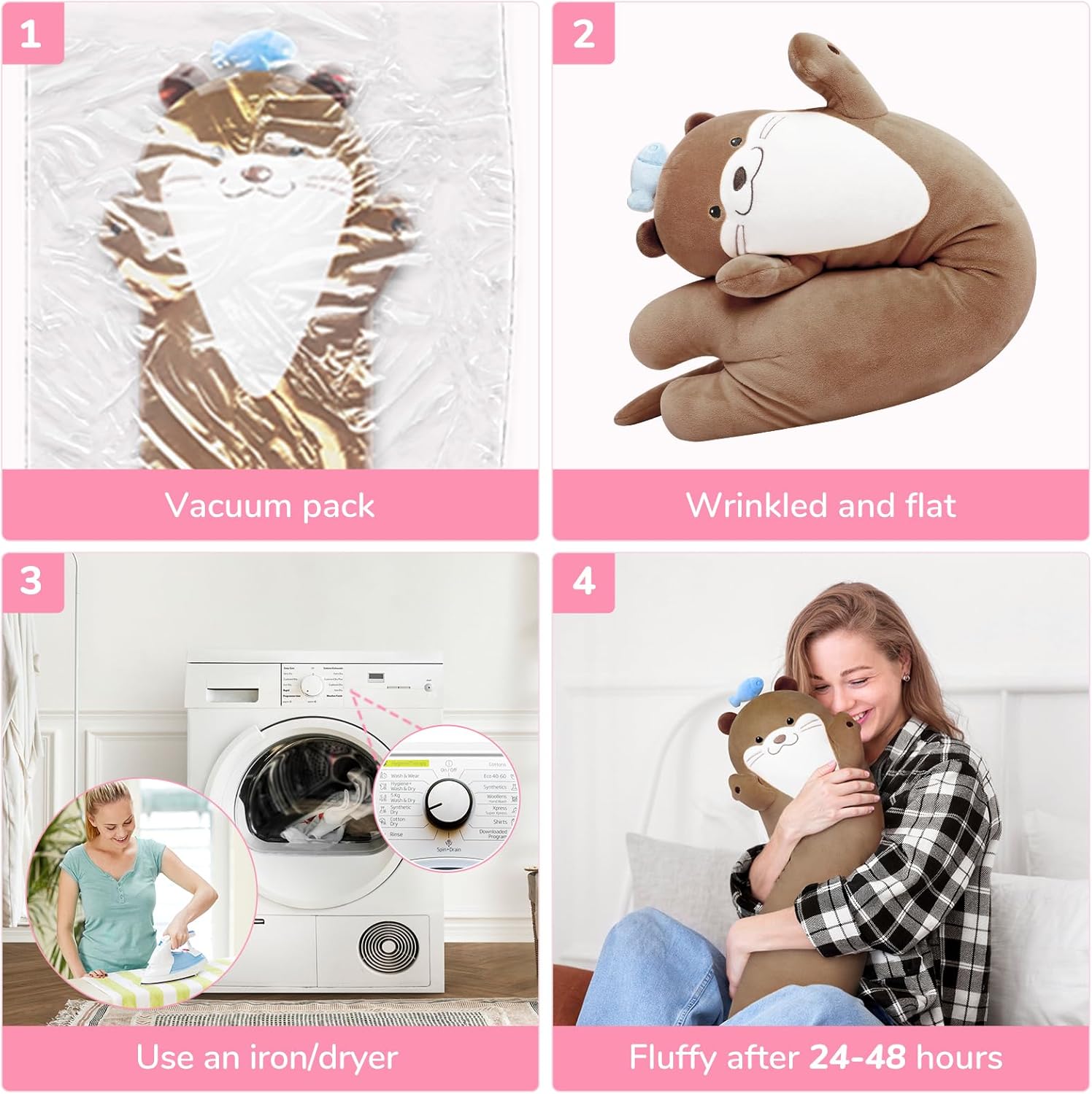 Long Otter Plush Body Pillow - Soft Cuddle Toy for Kids Girls