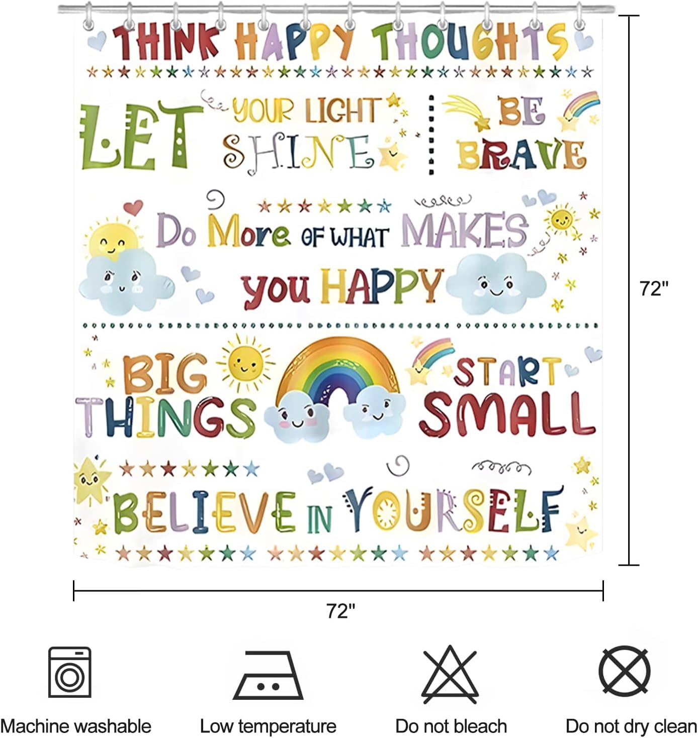 Rainbow Kids Inspirational Quotes Shower Curtain