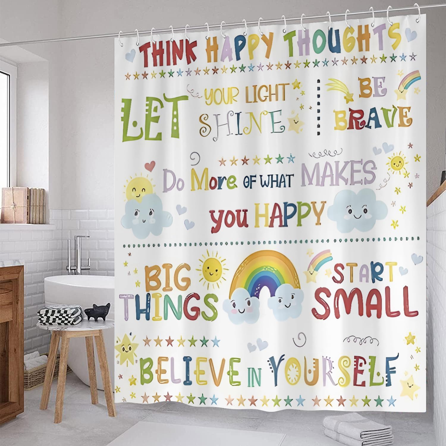 Rainbow Kids Inspirational Quotes Shower Curtain