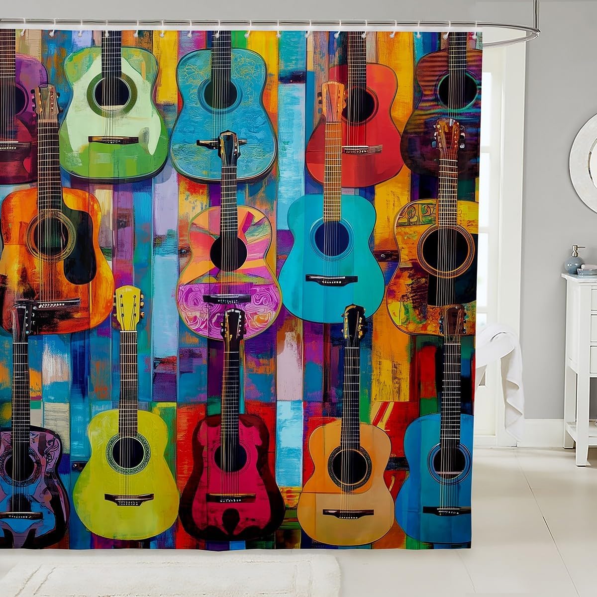 Colorful Guitar Bath Curtain