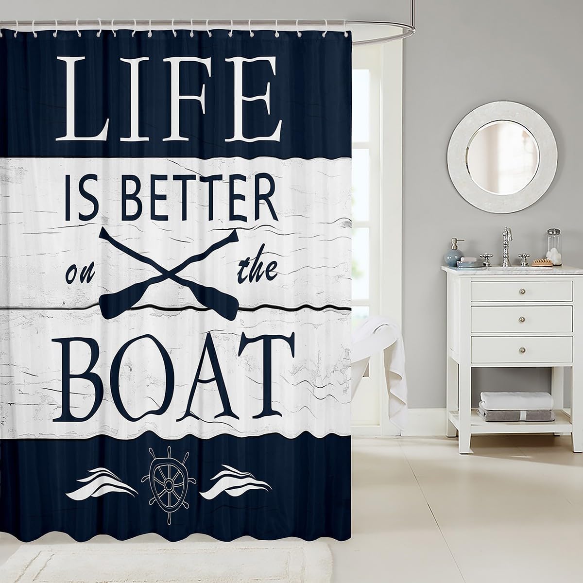 distressing for Lake Life shower curtain
