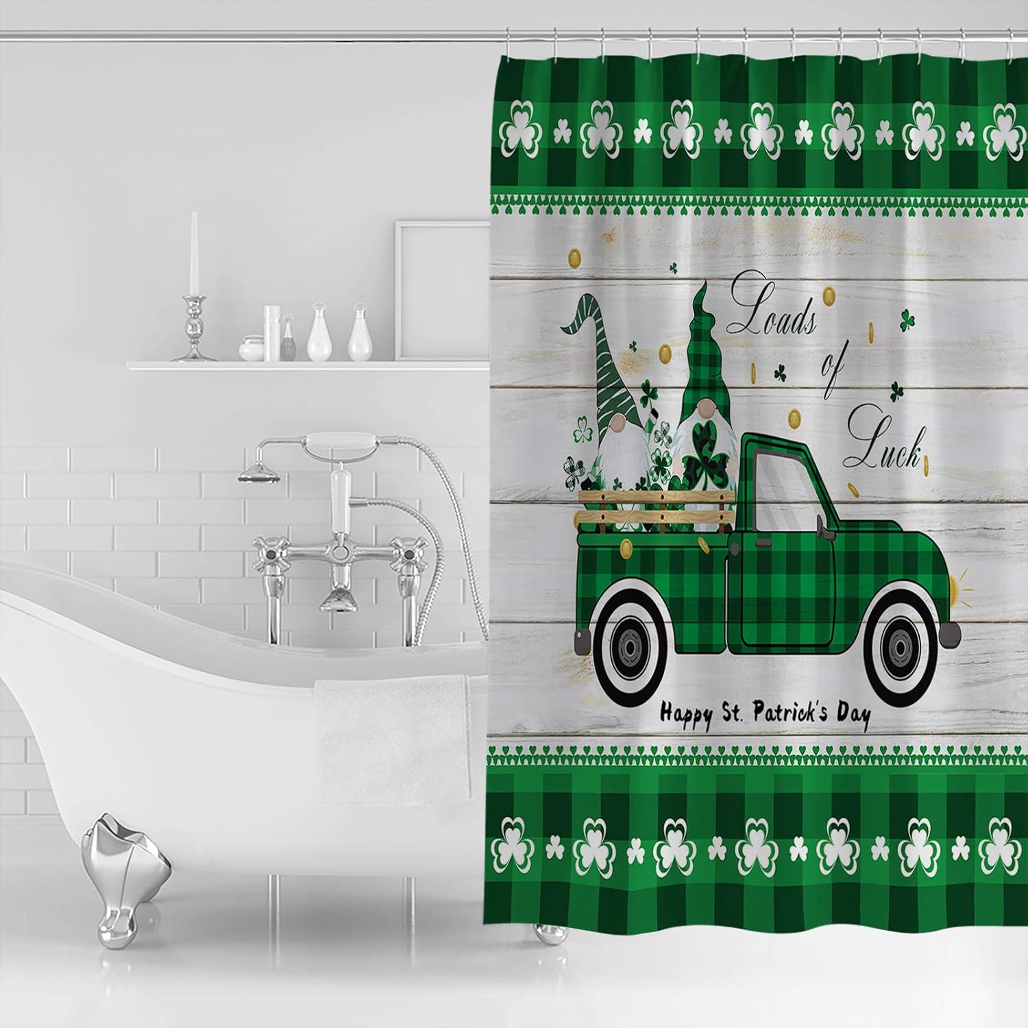 St Patricks Day Waterproof Shower Curtain for Bath 72x84 inches