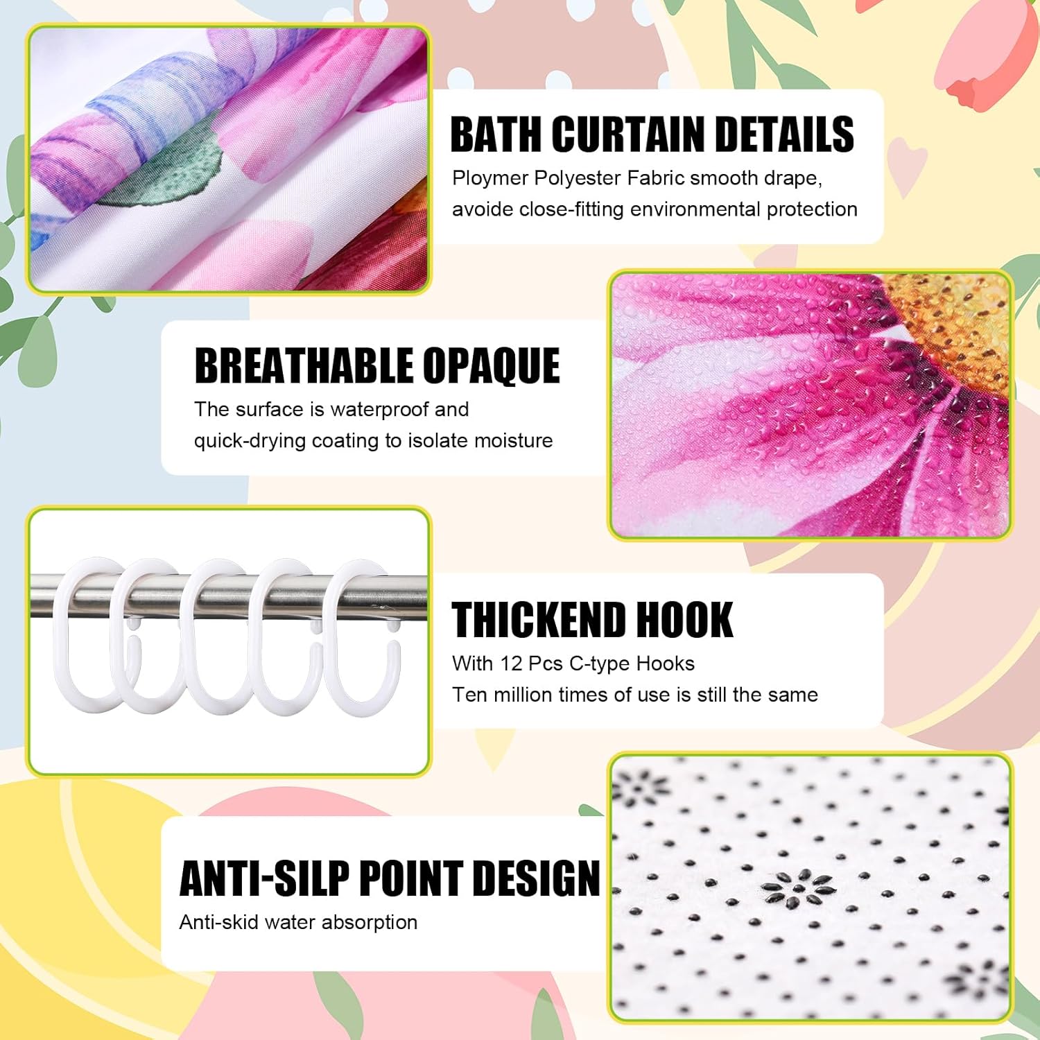 6-Piece Summer Bathroom Set with U-Shaped Mat 2