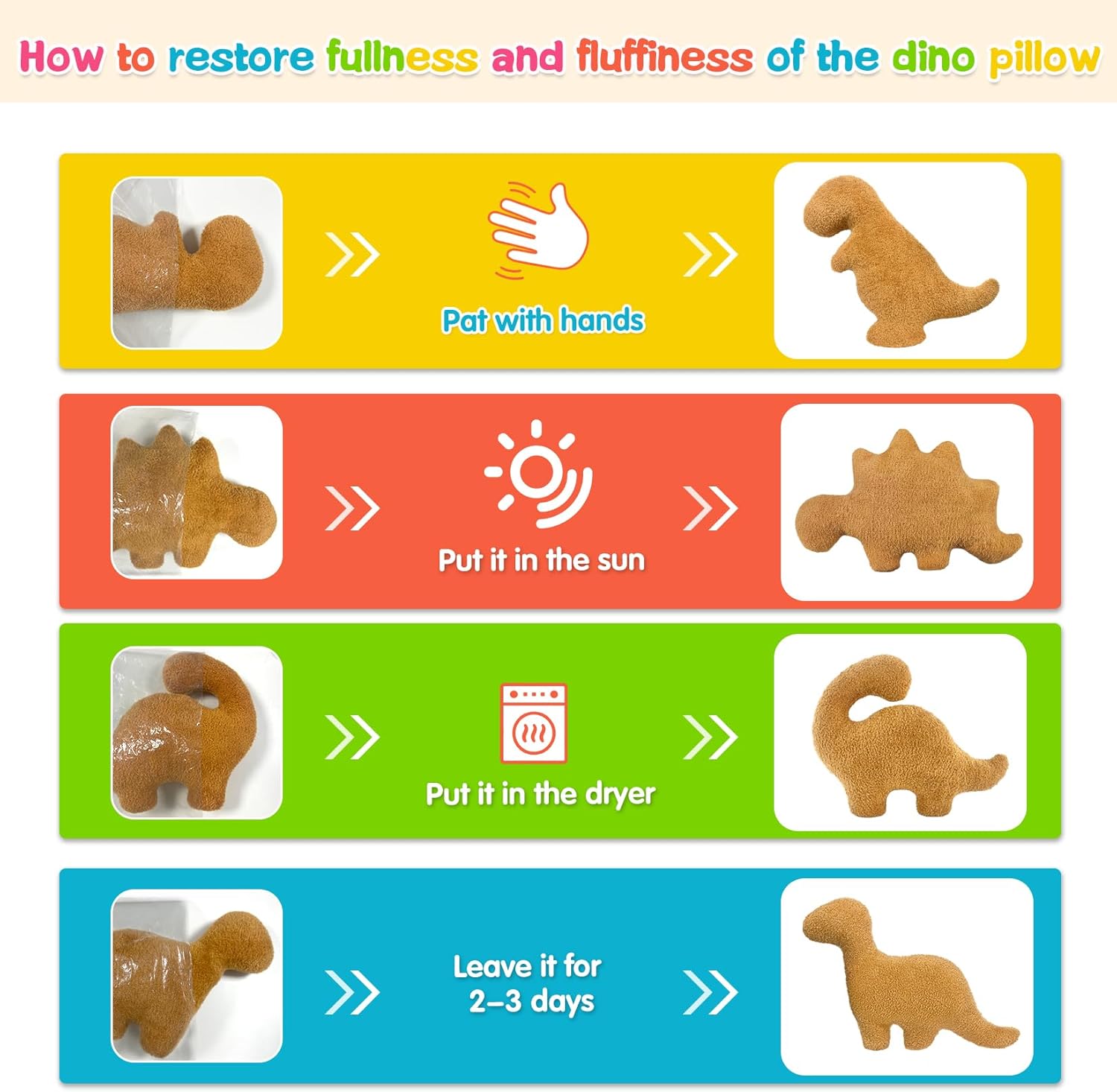 Dino Nuggets Pillow Plush - Super Cute Dinosaur Plush for Kids Adults