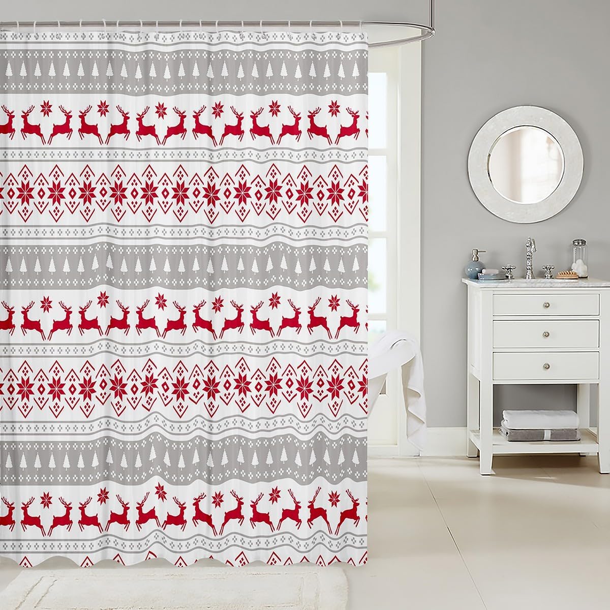Feelyou Christmas Deer Shower Curtain Set - 72x78-Inch waterproof