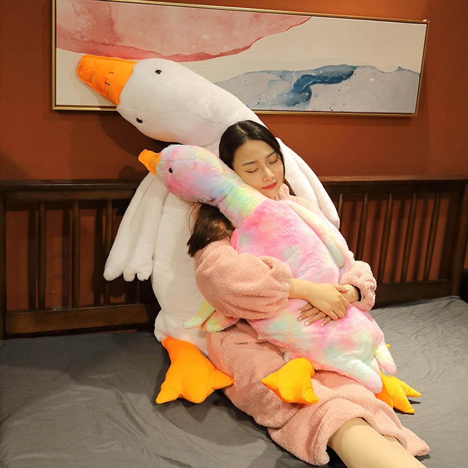 PERZOE 5090cm Giant Goose Plush Pillow Stuffed Animal Toy