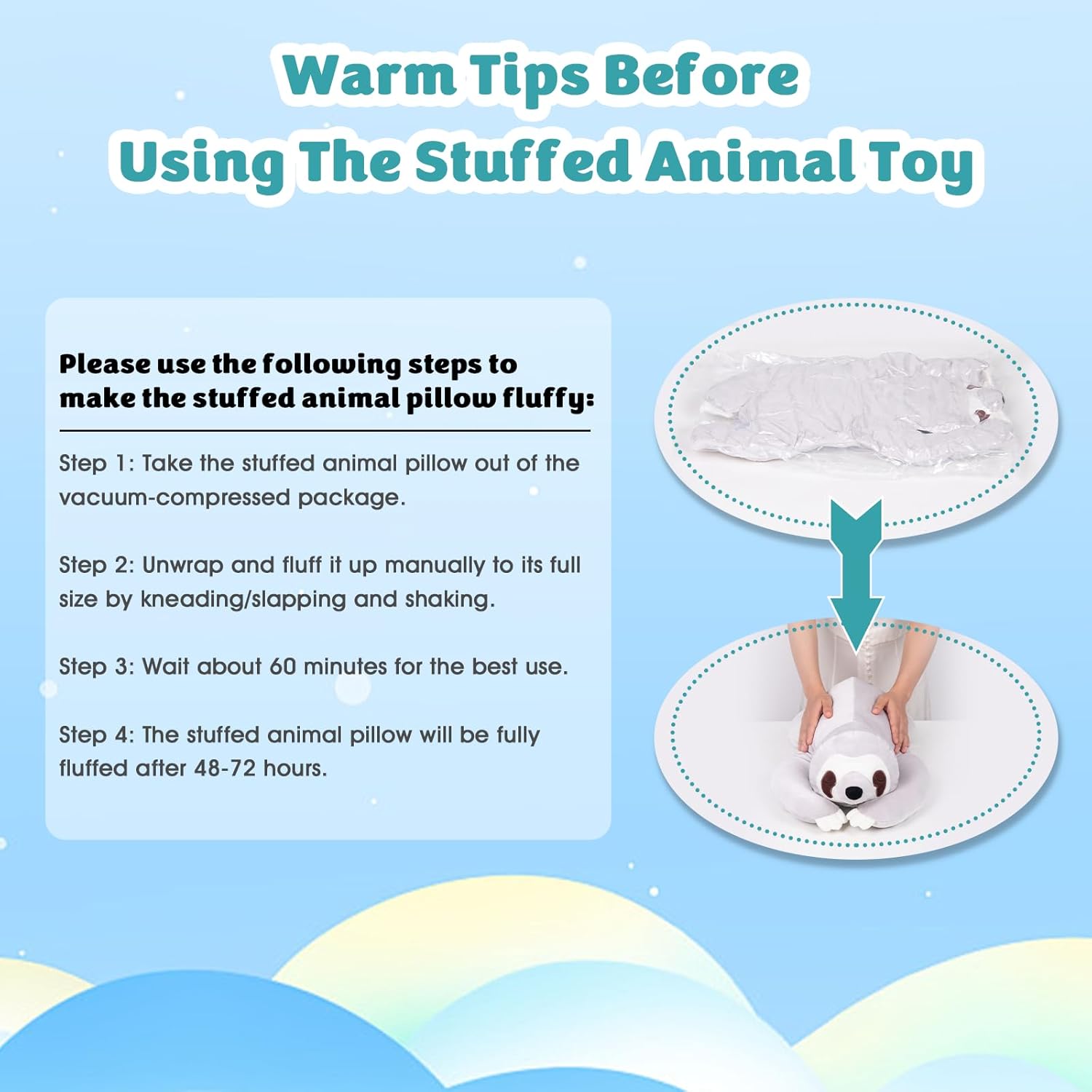My OLi 18 Cooling Sloth Pillow Cozy Plush Toy for Kids Adults