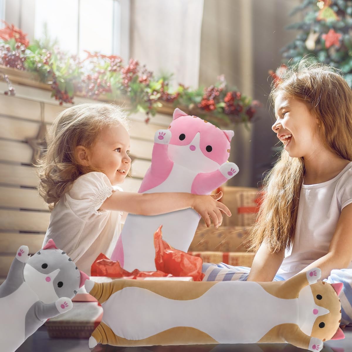 Perfect Cuddle Cat Plush Pillow for Kids Adults Soft and Cozy