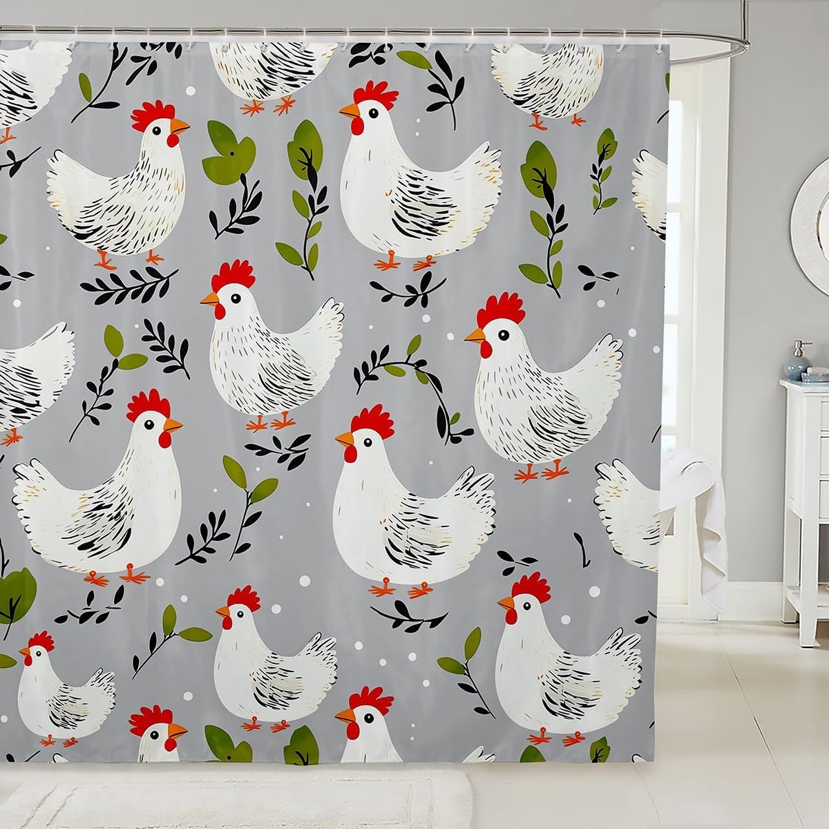Chic Fun 72x72 Farm Animal Bath Curtain Set