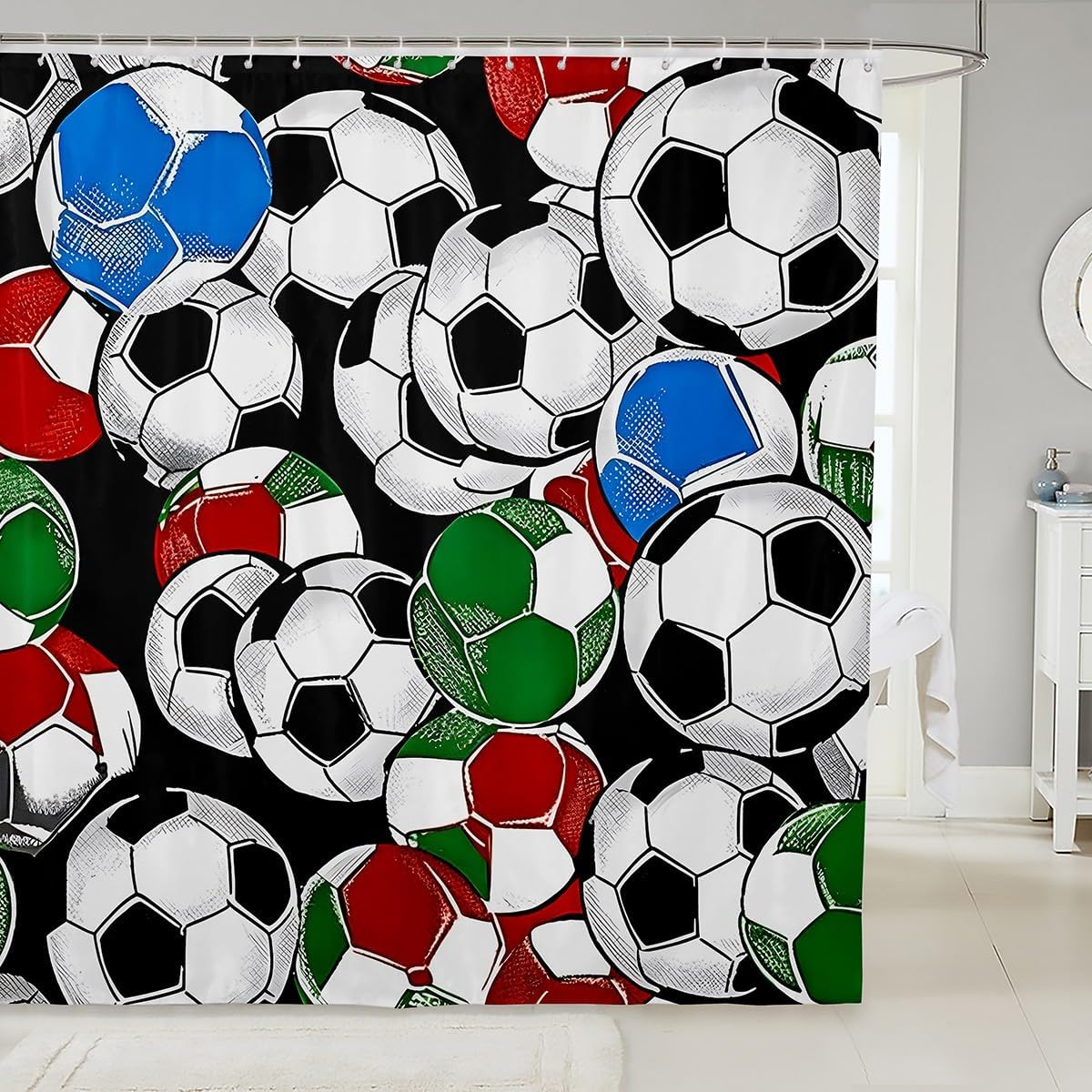 Jejeloiu Football Football Shower Curtain Set