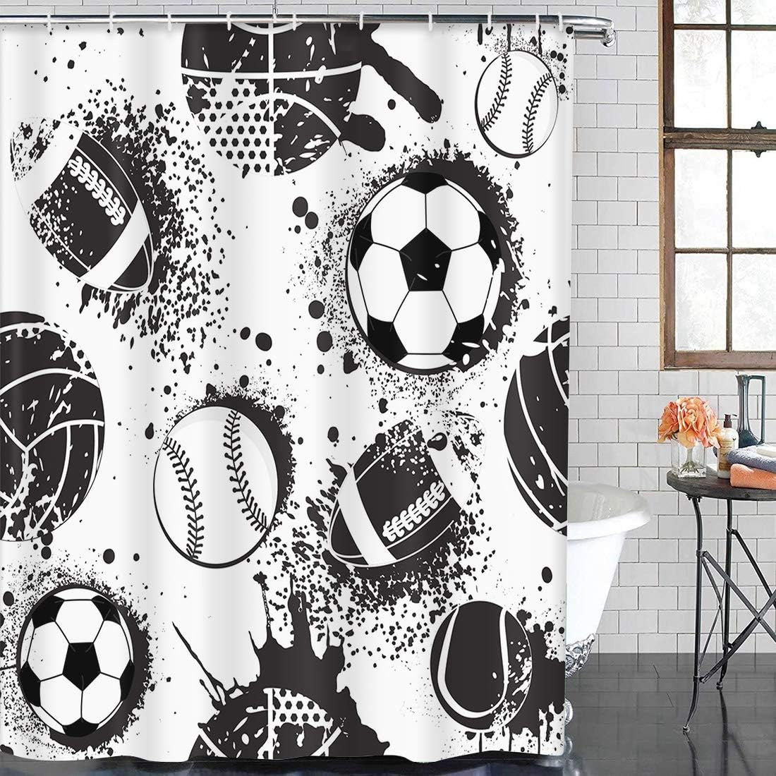 Emvency waterproof shower curtain dark grunge design 72x72 inches with hooks