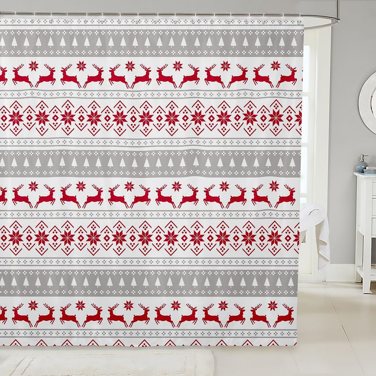 Feelyou Christmas Deer Shower Curtain Set - 72x78-Inch waterproof