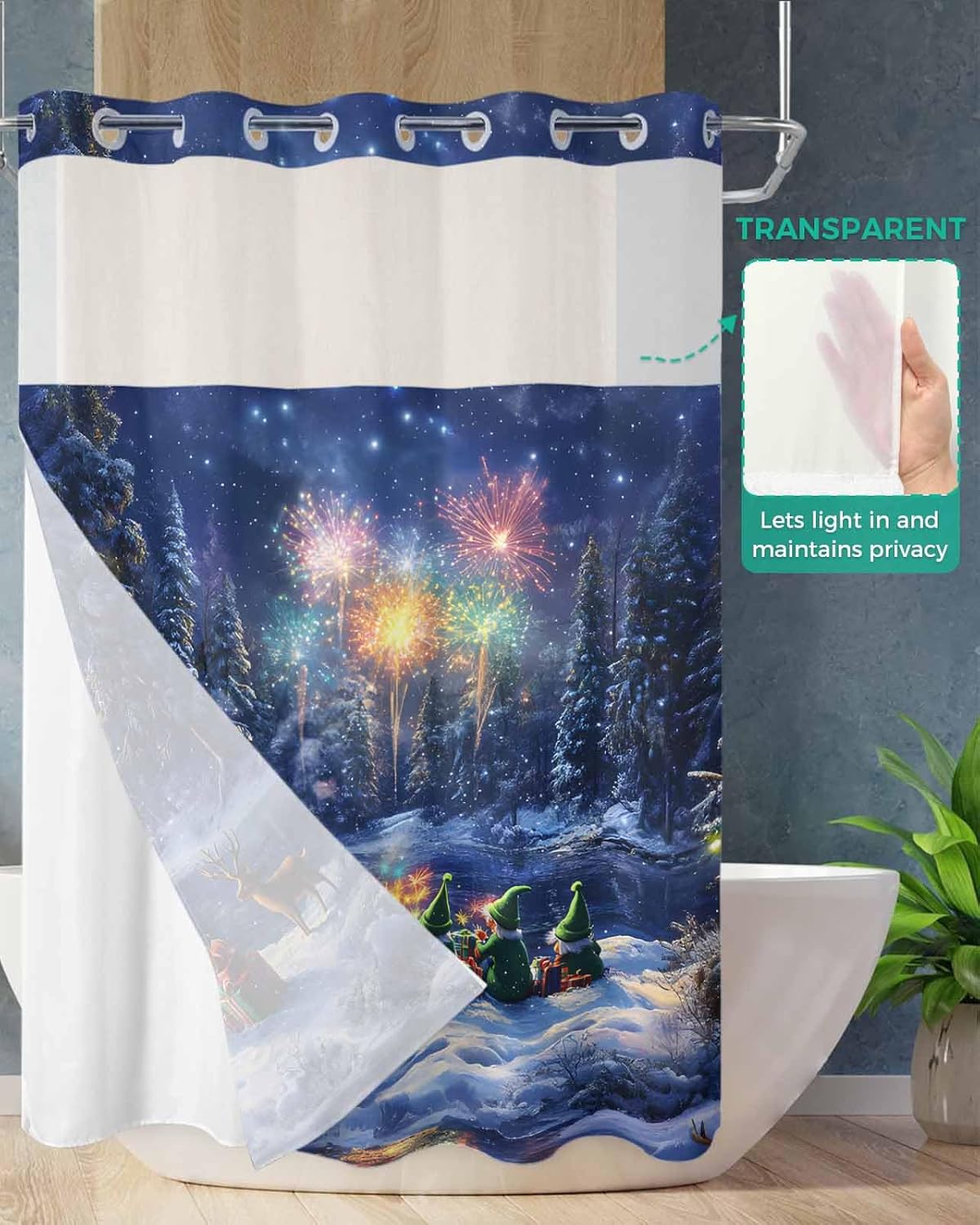 Stylish No-Hook Shower Curtain Set