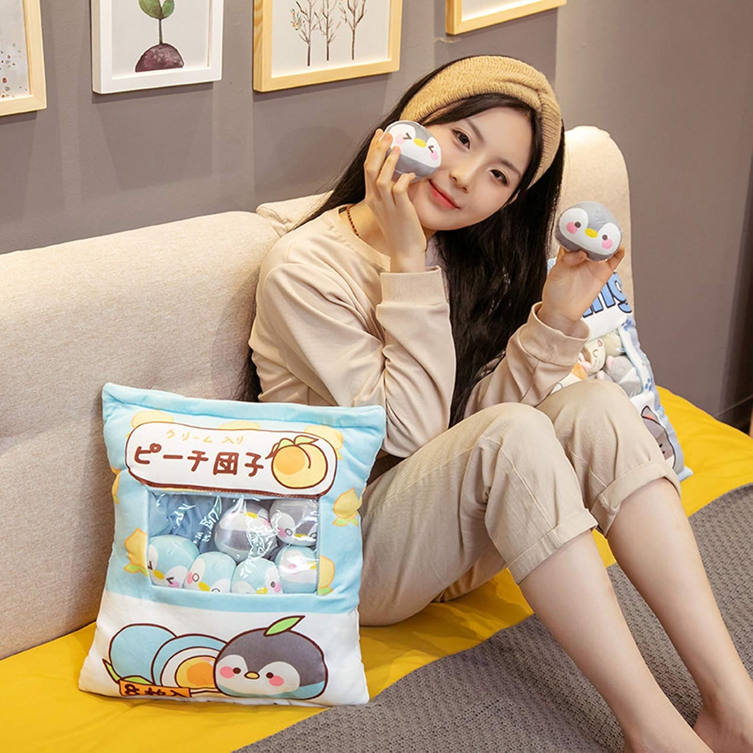 Nenalayo Cute Bag of Penguin Plush Pillow