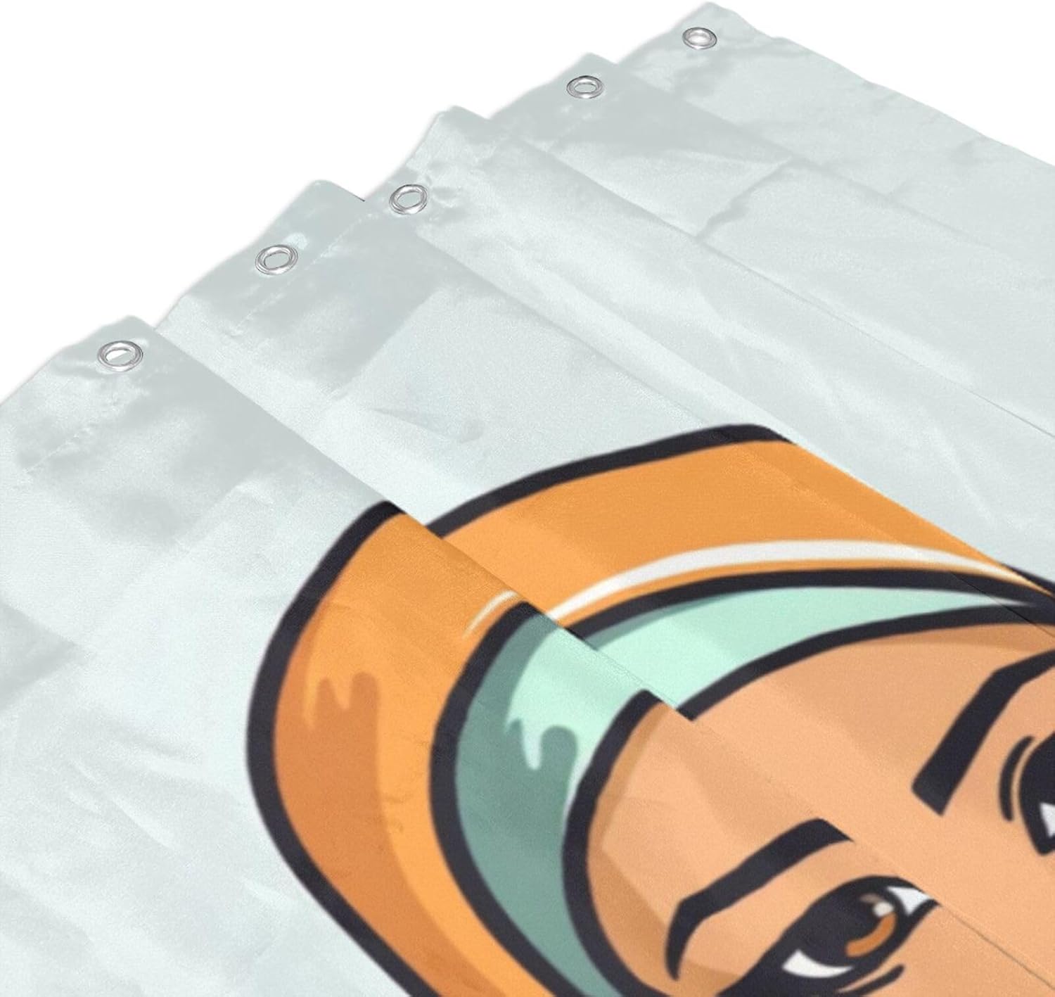 Cartoon Girl Minimalism Boho Shower Curtain Set