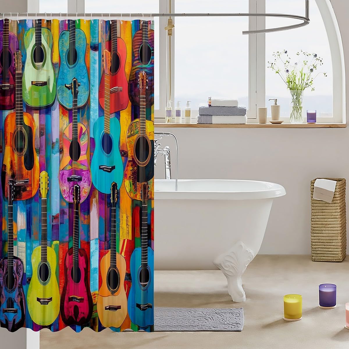 Colorful Guitar Bath Curtain