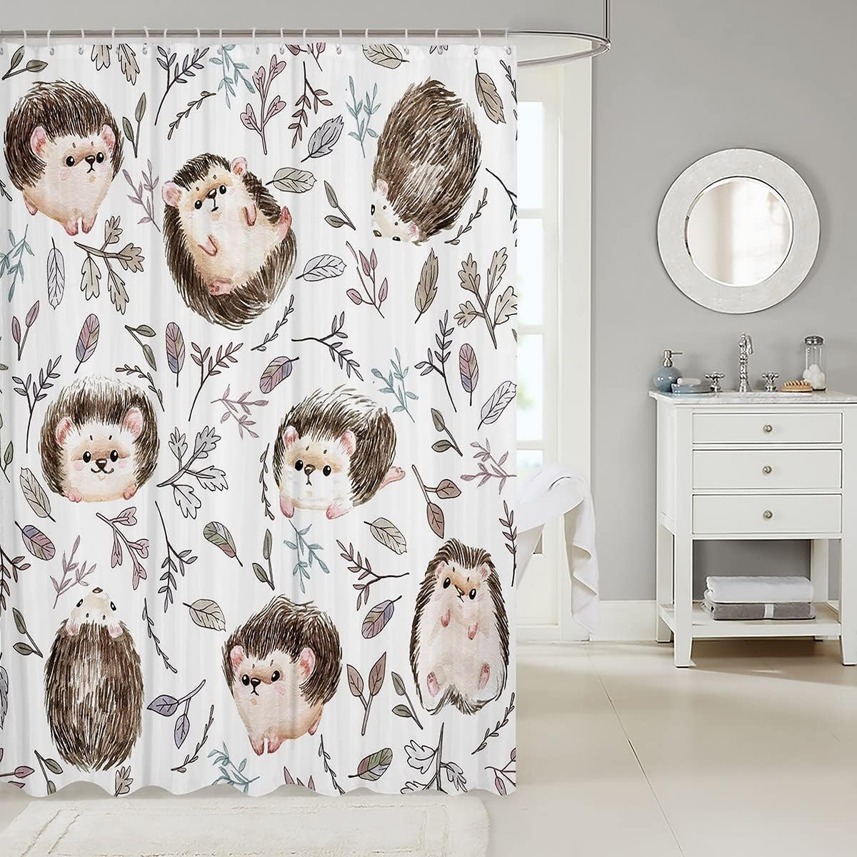 Erosebird - The Perfect Bathtub Experience - Cute Hedgehog 72x78-inch Shower Curtain