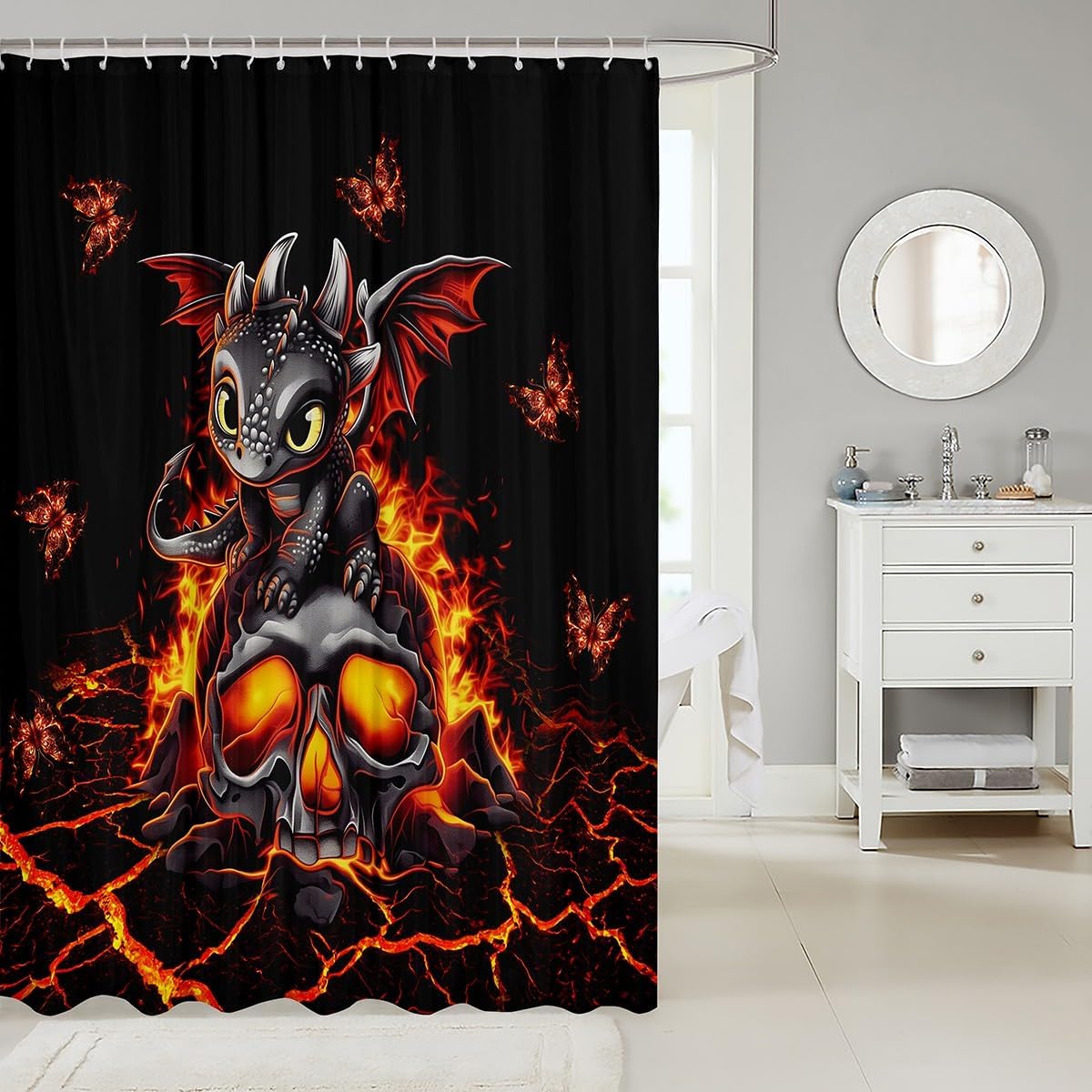 Cartoon Dragon Bath Curtain for Kids