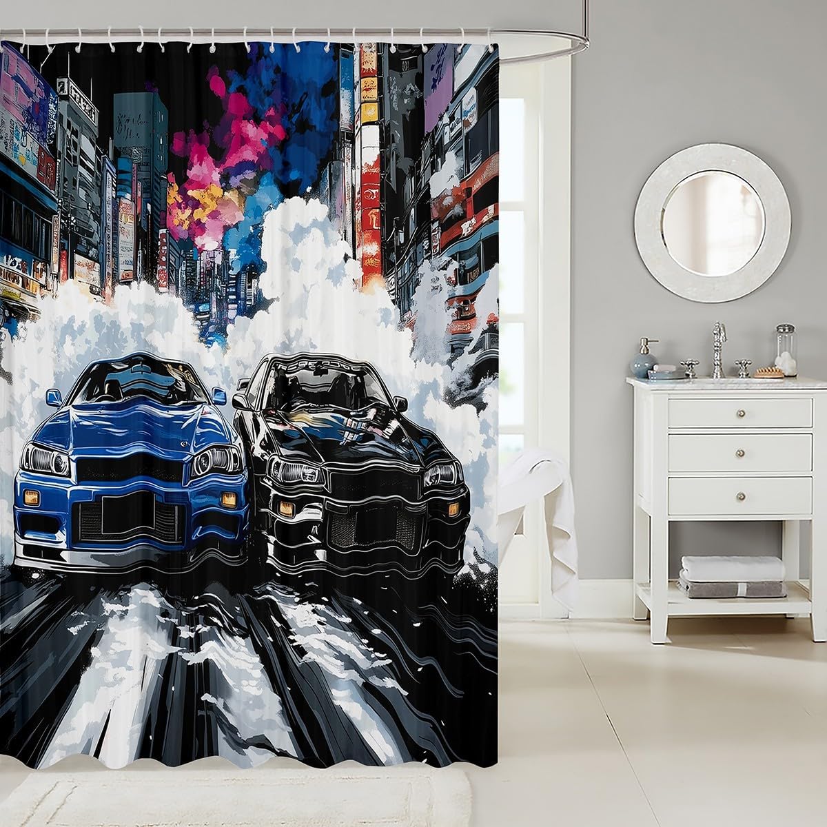 Speed Racing Car Bath Curtain Set