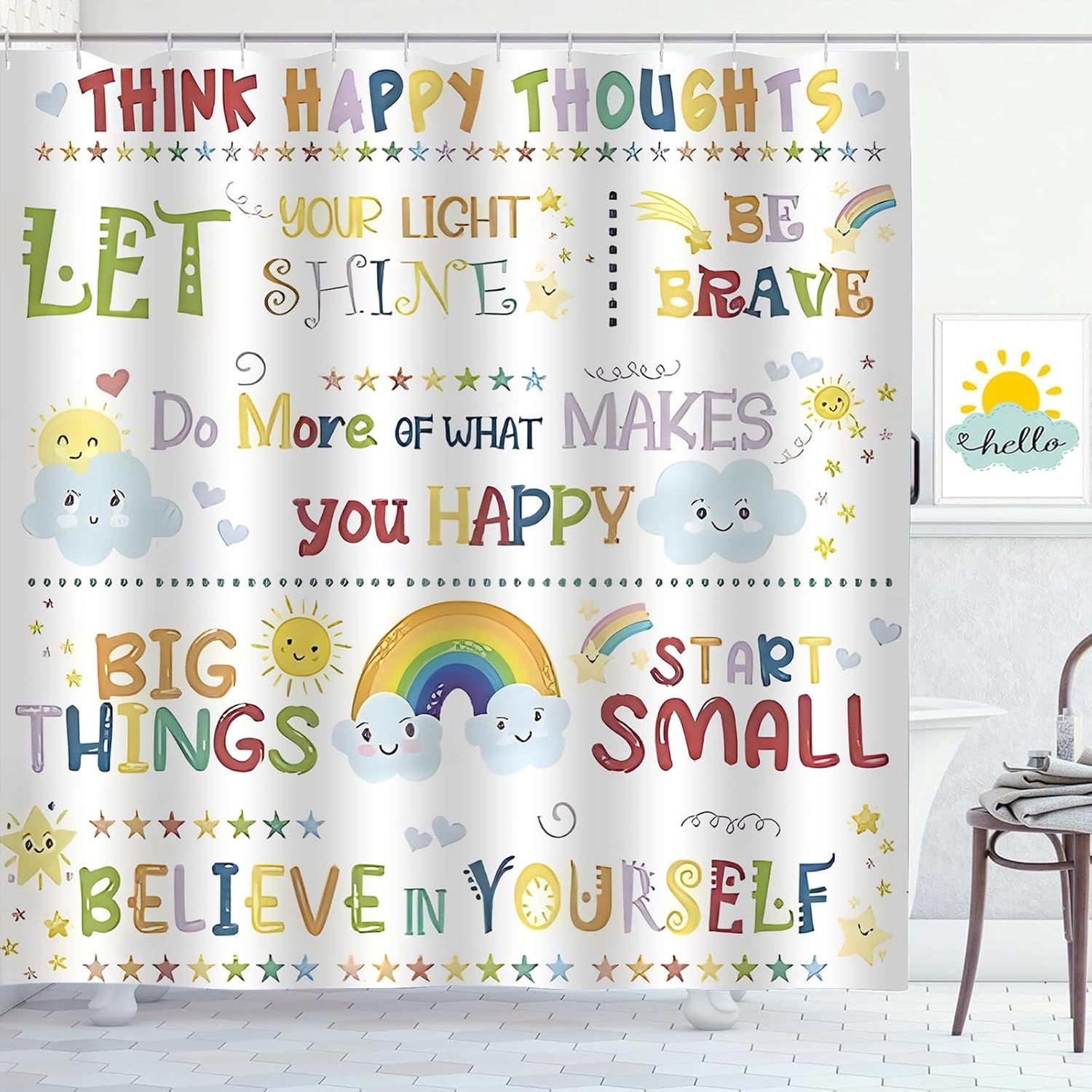 Rainbow Kids Inspirational Quotes Shower Curtain