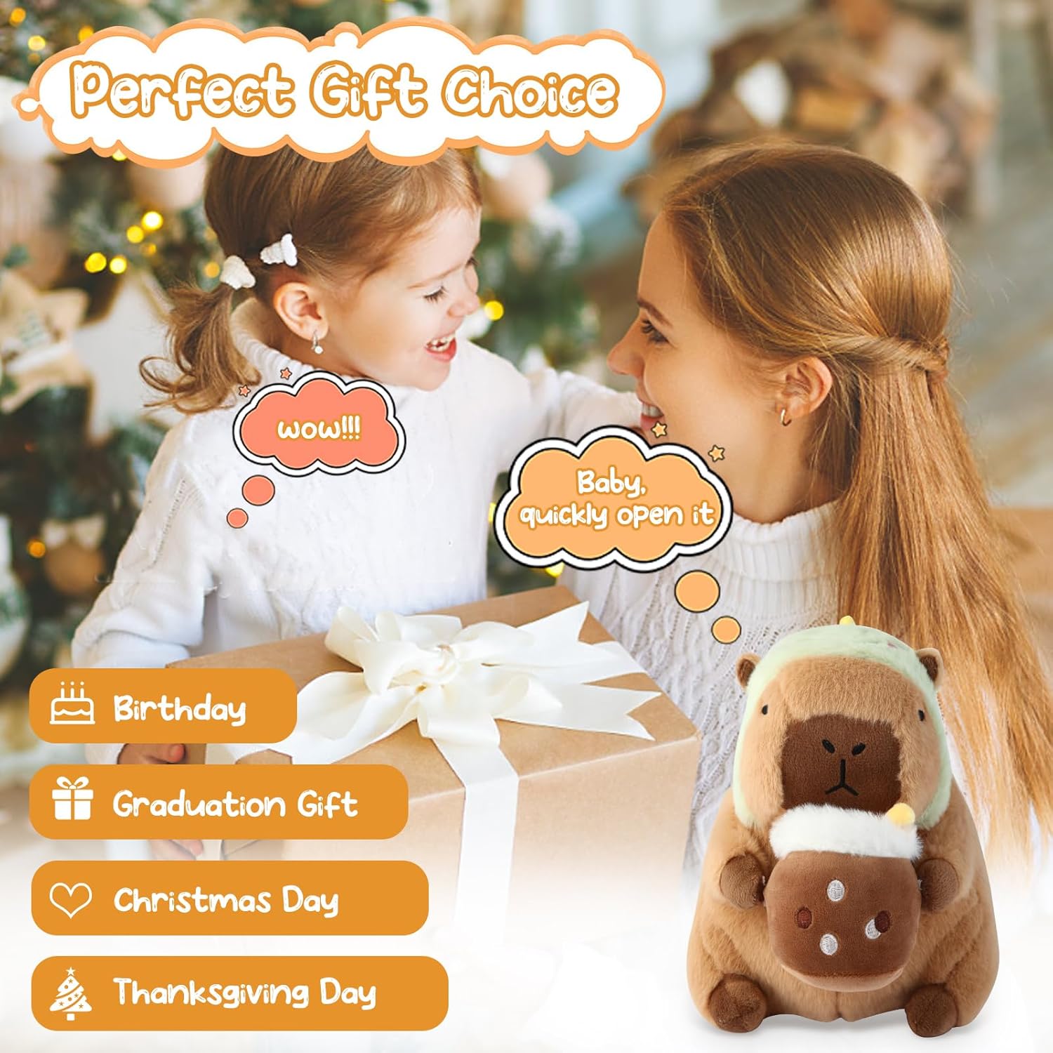 Capybara Plush Pillow - Cuddly Cuddles Safe Adorable Gift
