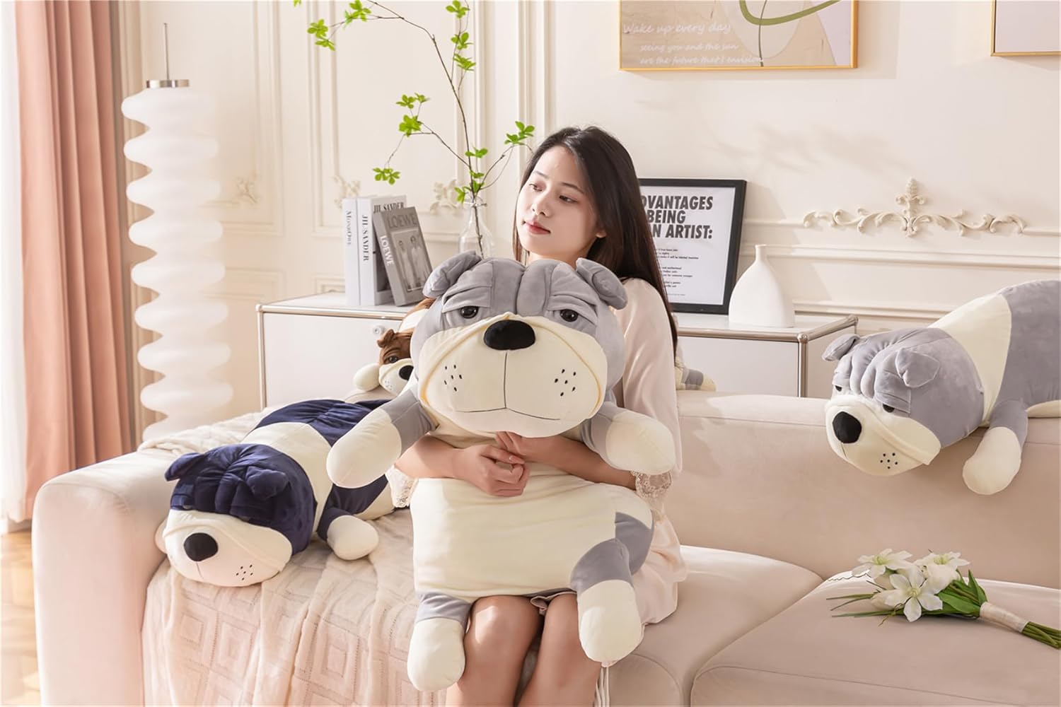 Giant Plush Dog Pillow for Relaxation Home Decor - Brown
