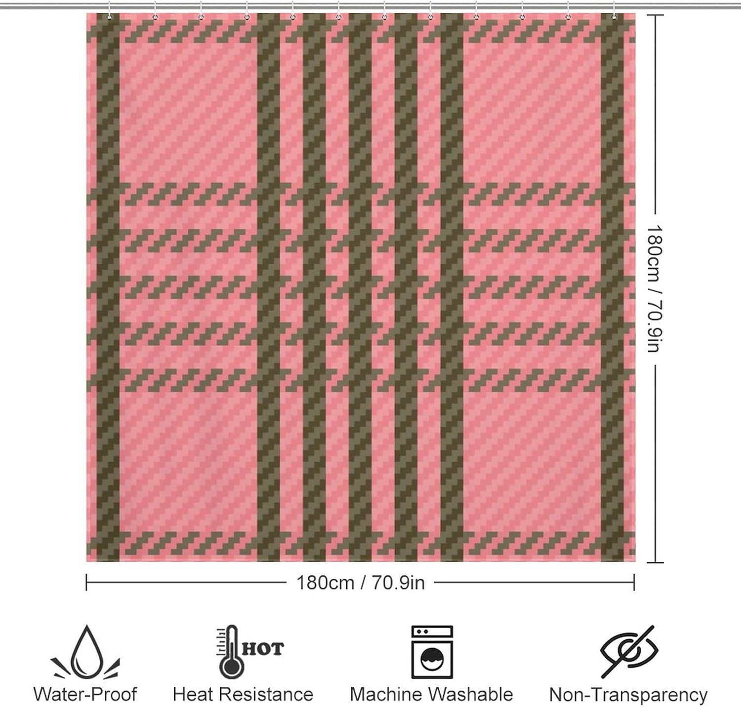 UanMere Buffalo Check Tartan Plaid Shower Curtain Set
