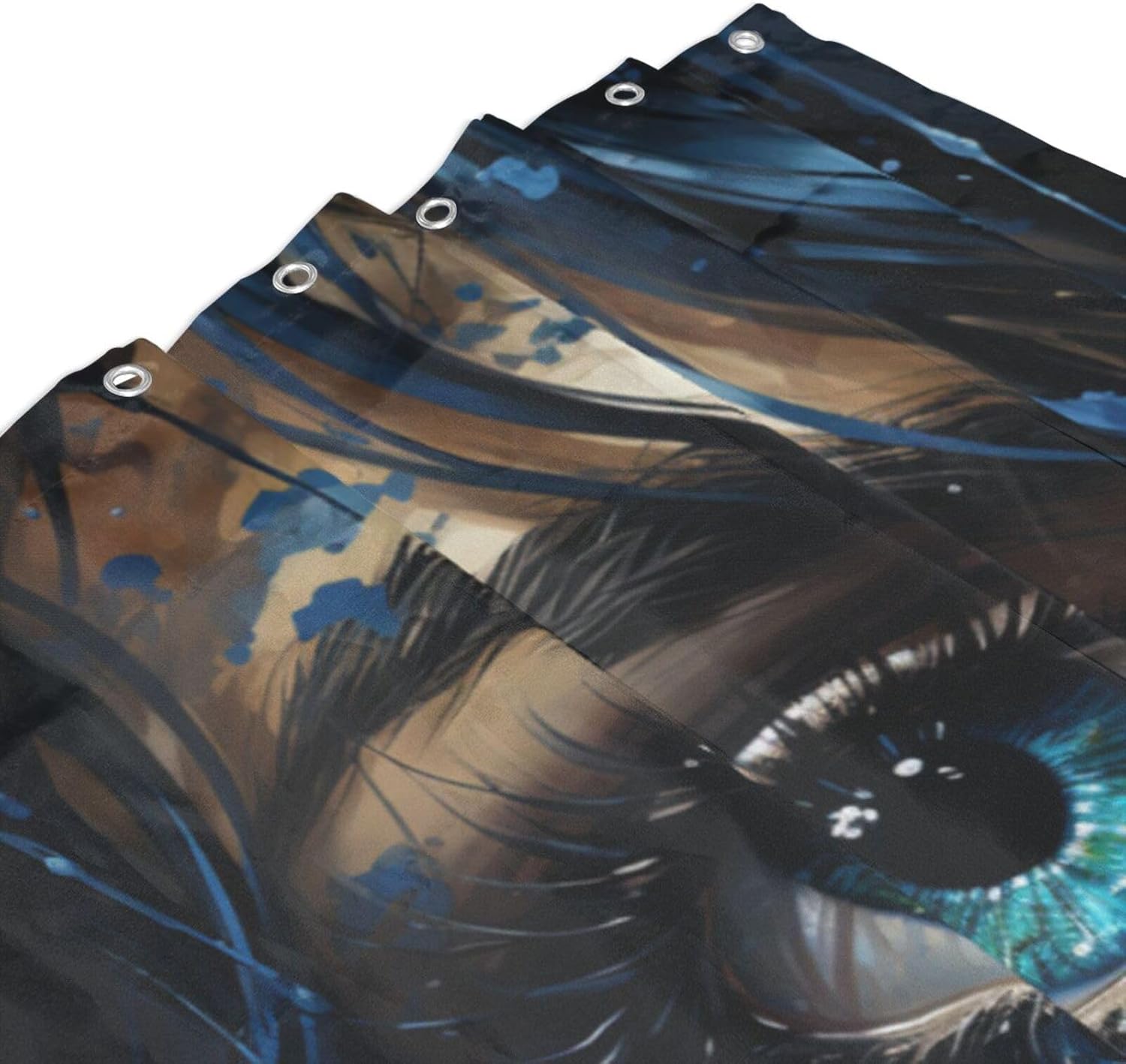 Blue Eye Bath Shower Curtain Set - Abstract Hippie Design