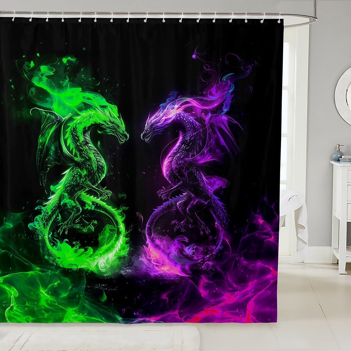Stunning Western Dragon Shower Curtain for Kids Men and Recreation