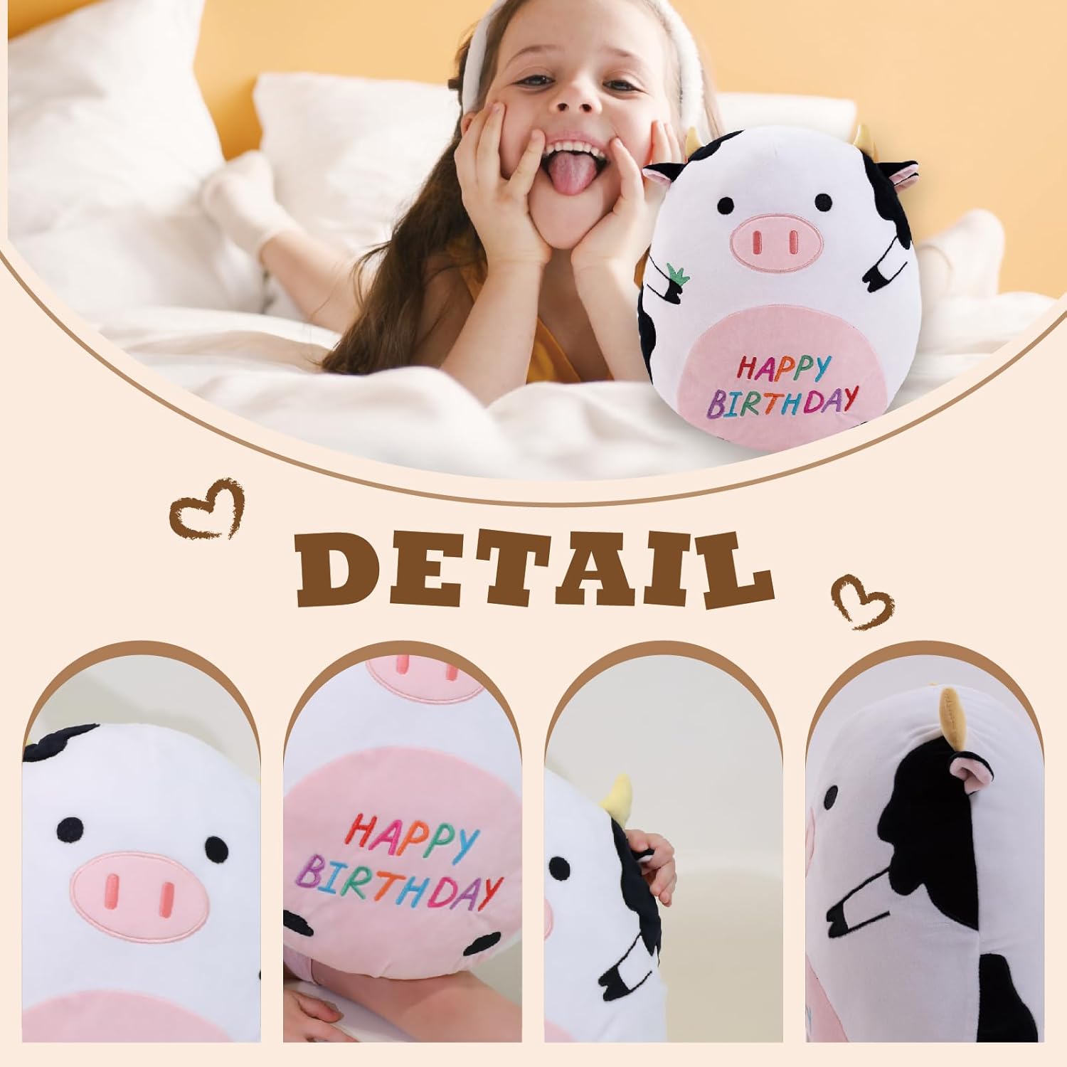 Big 145 Cow Pillow Perfect for Kids Birthdays Adorable and Cozy