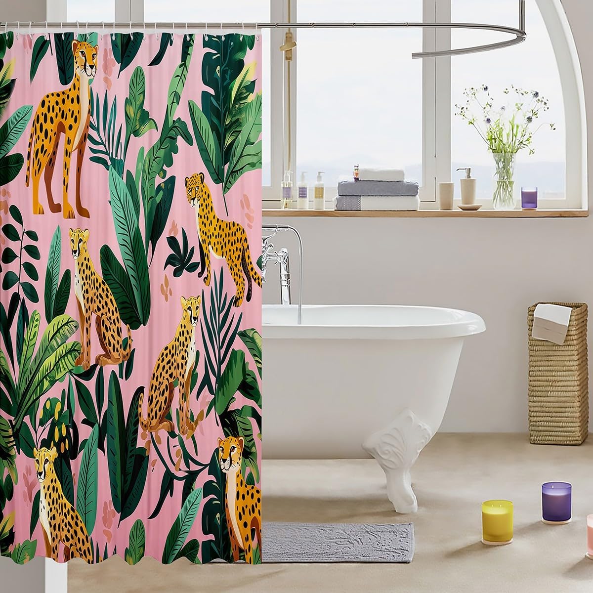Adorable Leopard Animal Shower Curtain Set