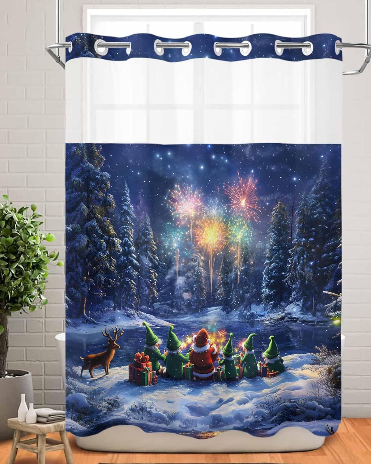 Stylish No-Hook Shower Curtain Set
