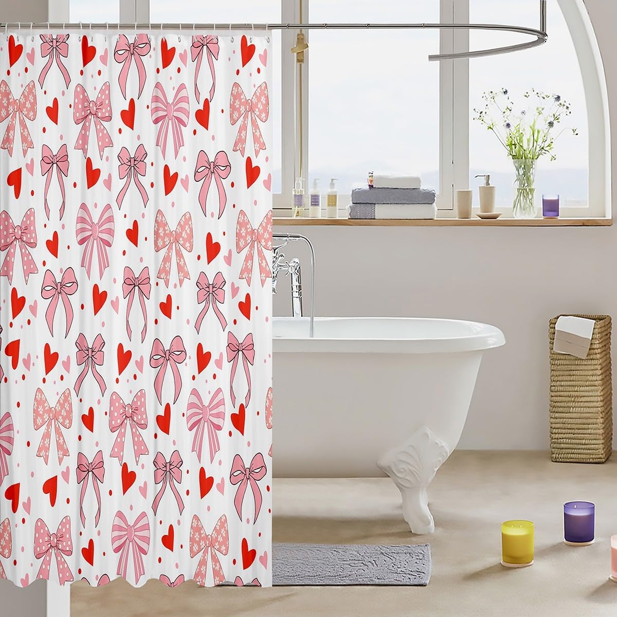 Dazzling Princess Shower Curtain with 12 Hook and Loop Fasteners