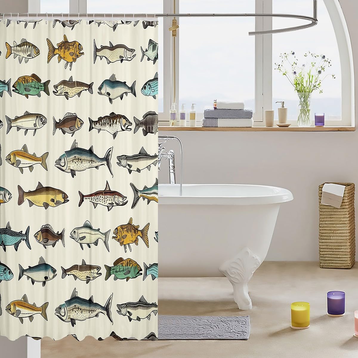 jejeloiu 72x84 Fish Shower Curtain