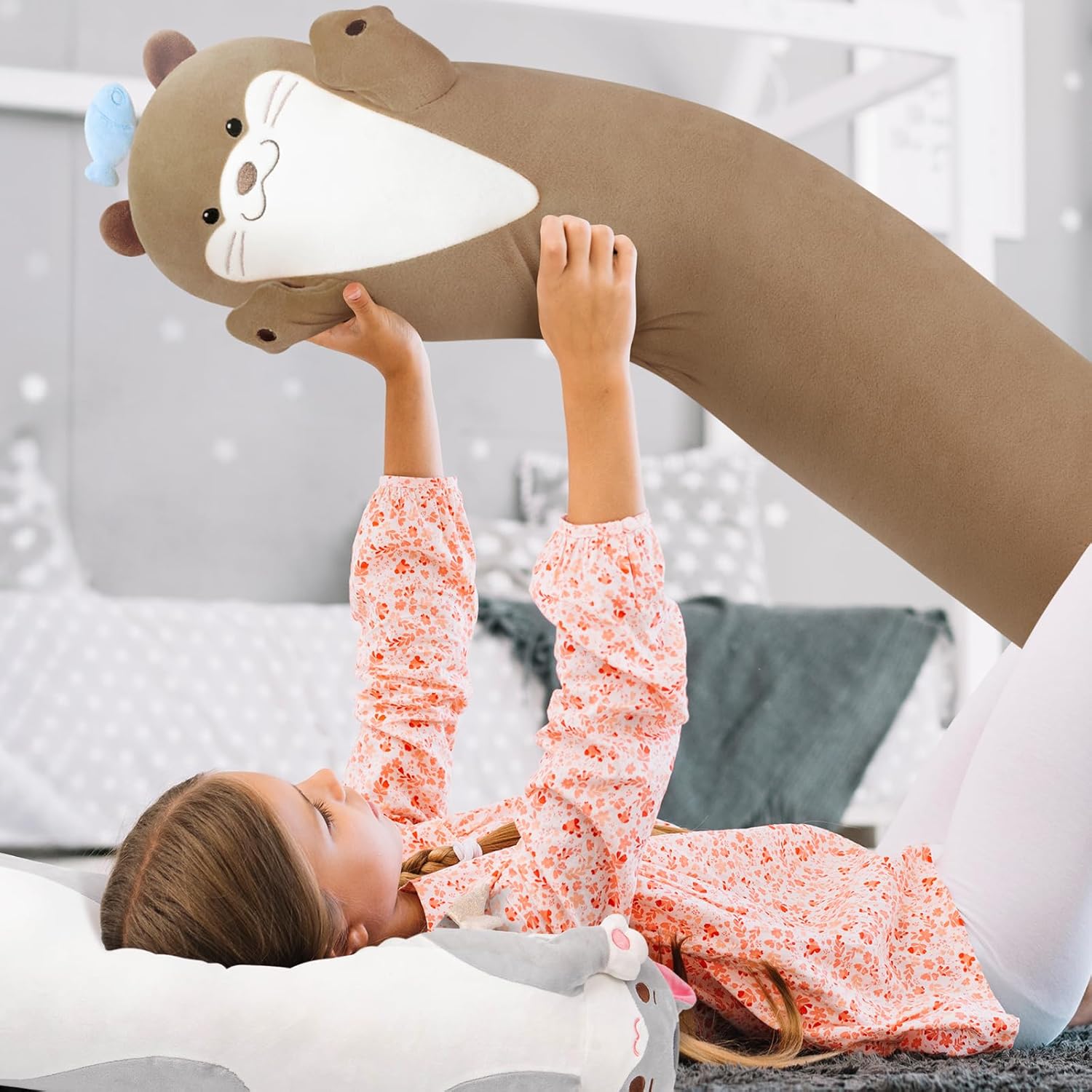 Long Otter Plush Body Pillow - Soft Cuddle Toy for Kids Girls