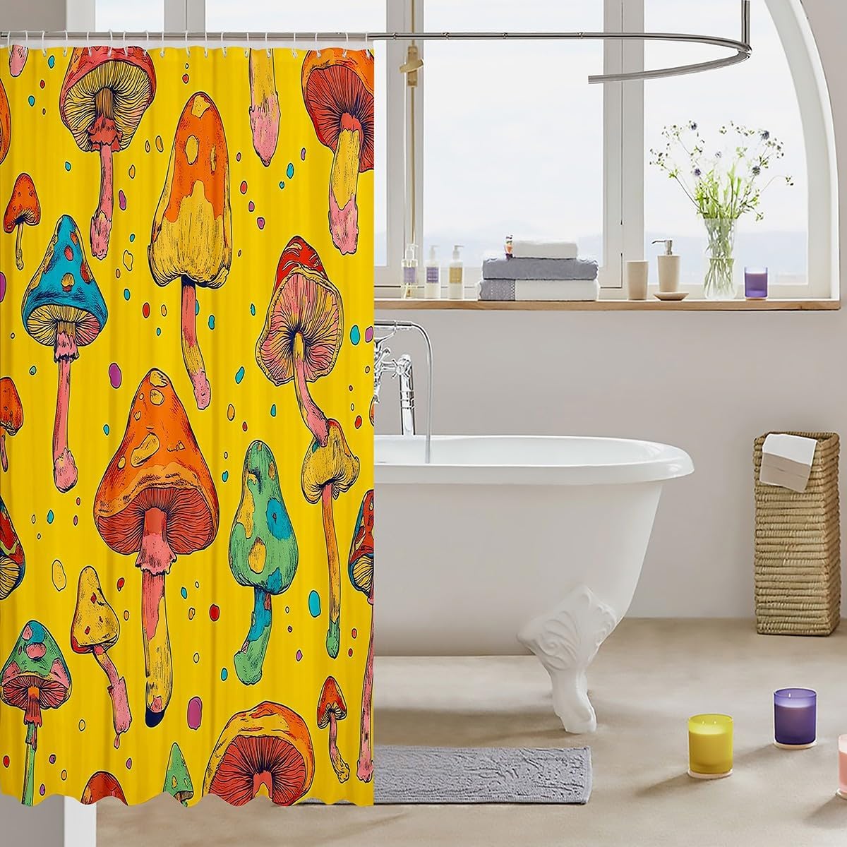 Cute Mushroom Bath Curtain Set