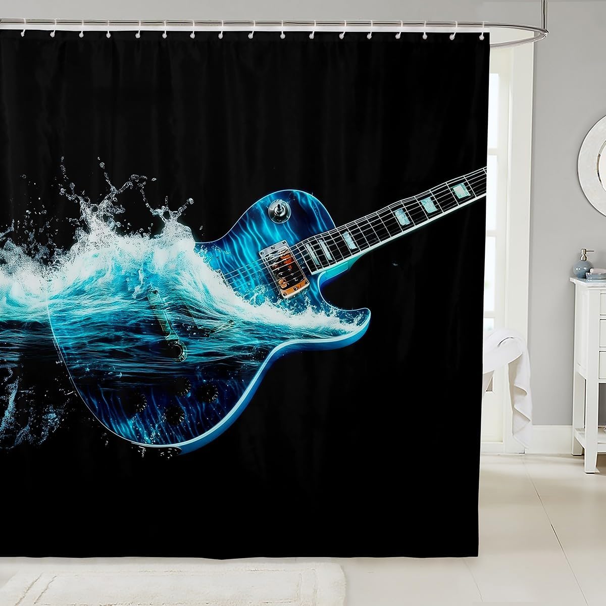 Cool Guitar Bass Bath Curtain 72-inch x 78-inch